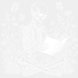 Skeleton Reading Flowers - Reading DTF Transfers - Adult Unisex - S & M (10’’) / Light Color Design (See Imaging)