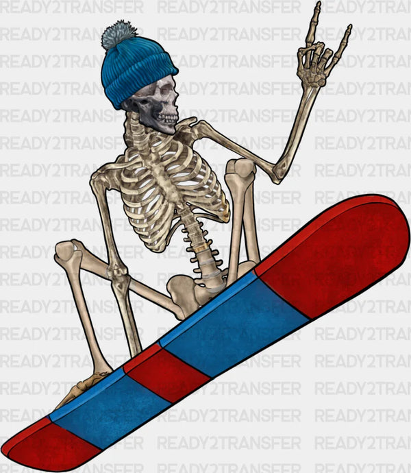 Skeleton Snowboard Design - Skeleton Iron On DTF Transfer