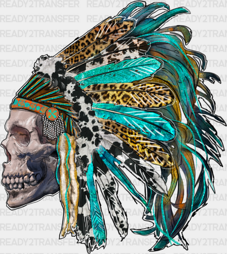 Skeleton War Bonnets Leopard Design - Iron On Dtf Transfer