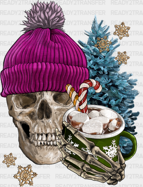 Skeleton Winter Hot Chocolate Design - Iron On Dtf Transfer