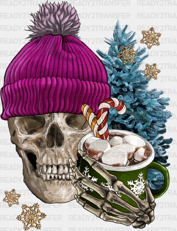 Skeleton Winter Hot Chocolate Design - Skeleton Iron On DTF Transfer