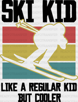 Ski Kid - Skiing Dtf Heat Transfer Adult Unisex S & M (10’’) / Black