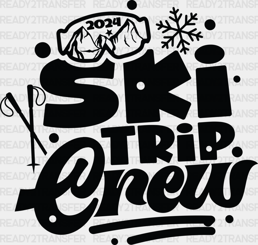 Ski Trip Crew - Skiing Dtf Heat Transfer Adult Unisex S & M (10’’) / Black