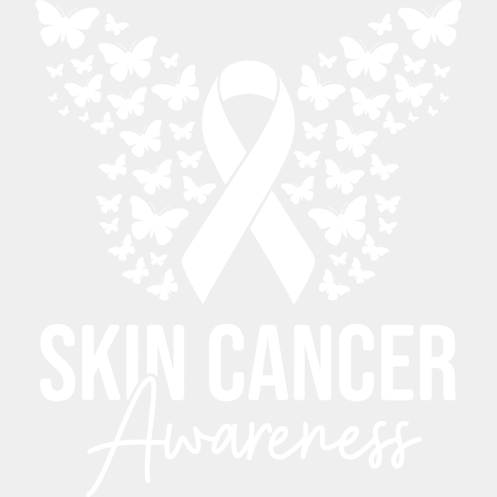 Skin Cancer Awareness Ribbon & Butterflies - Melanoma DTF Transfers - Adult Unisex - S & M (10’’) / Light Color Design