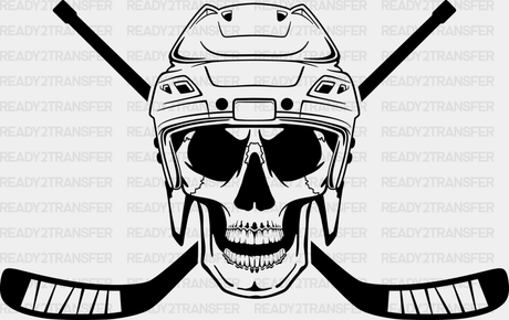 Skull Hockey Design - Dtf Heat Transfer Adult Unisex S & M (10’’) / Black