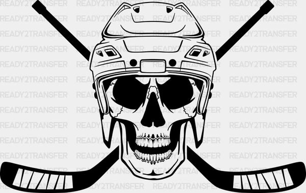 Skull Hockey Design - Hockey DTF Heat Transfer