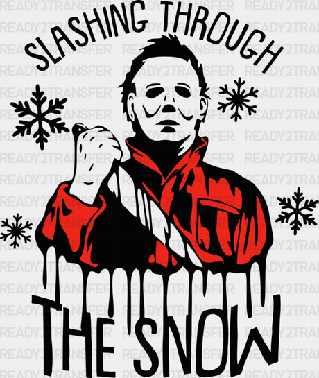 Slashing Through The Snow - Halloween Iron On Dtf Transfer Adult Unisex S & M (10’’) / Dark