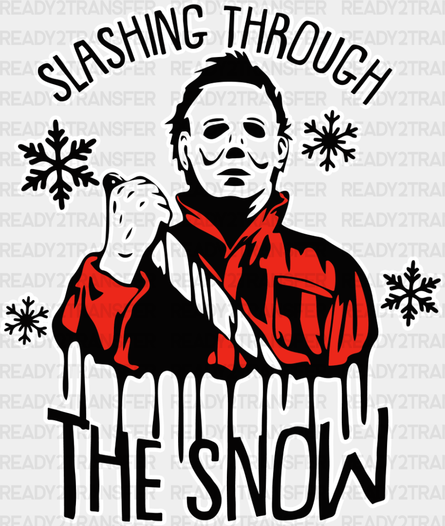 Slashing Through The Snow - Halloween Iron On Dtf Transfer Adult Unisex S & M (10’’) / Light