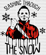 Slashing Through The Snow - Halloween Iron On Dtf Transfer Adult Unisex S & M (10’’) / Light