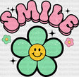 Smile Colorful Flower Design - Good Vibes Dtf Transfer Adult Unisex S & M (10’’) / Dark Color