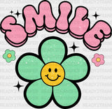 Smile Colorful Flower Design - Good Vibes Dtf Transfer Adult Unisex S & M (10’’) / Dark Color