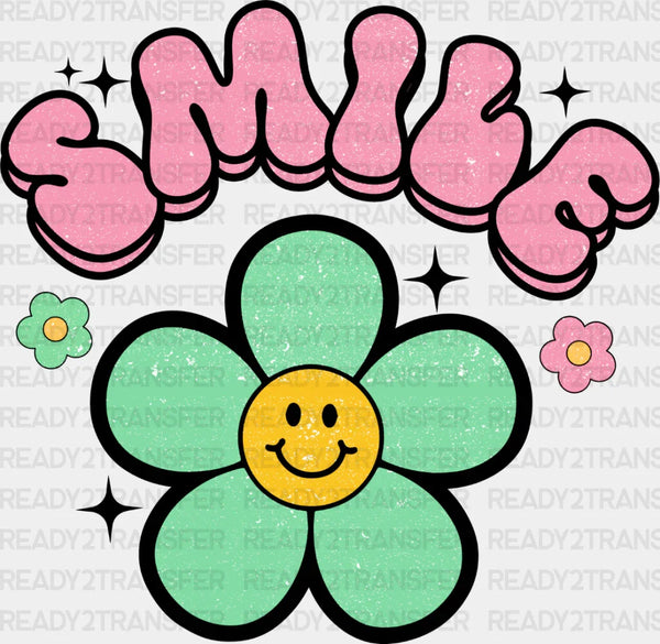 Smile Colorful Flower Design - Good Vibes DTF Transfer