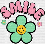 Smile Colorful Flower Design - Good Vibes Dtf Transfer Adult Unisex S & M (10’’) / Light Color