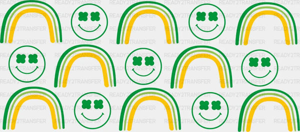 Smiley And Green Rainbows - St Patrick Cup Wrap UV Sticker Permanent UV DTF Decal