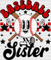 Smiley Baseball Sister - Baseball DTF Heat Transfer ready2transfer Black