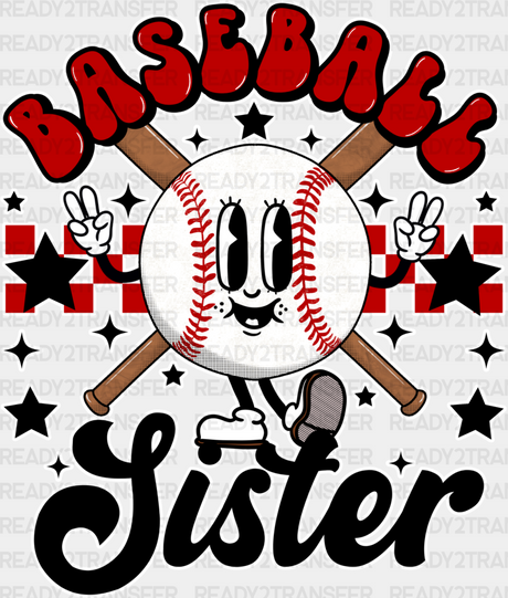 Smiley Baseball Sister - Dtf Heat Transfer Adult Unisex S & M (10’’) / White