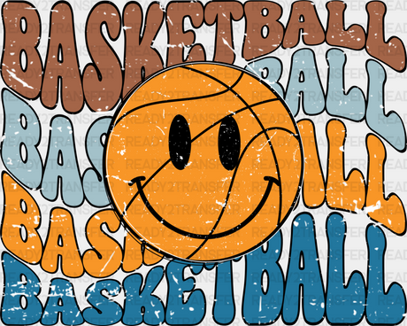 Smiley Basketball Design - Dtf Heat Transfer