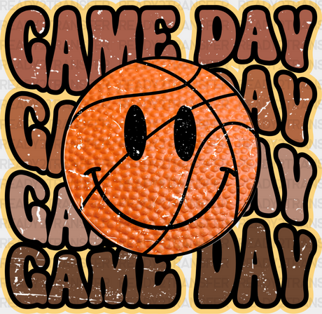 Smiley Basketball Game Day Design - Dtf Heat Transfer