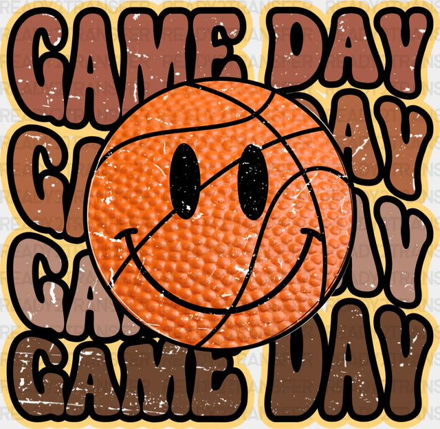 Smiley Basketball Game Day Design - Dtf Heat Transfer