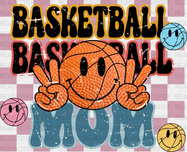 Smiley Basketball Mom Design - Basketball DTF Heat Transfer