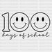 Smiley Face 100 Days of School Simple DTF Transfer ready2transfer Black