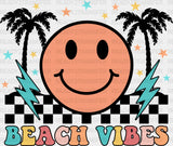 Smiley Palms Beach Vibes Summer Dtf Transfer