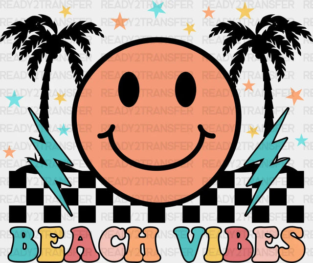 Smiley Palms Beach Vibes Summer Dtf Transfer