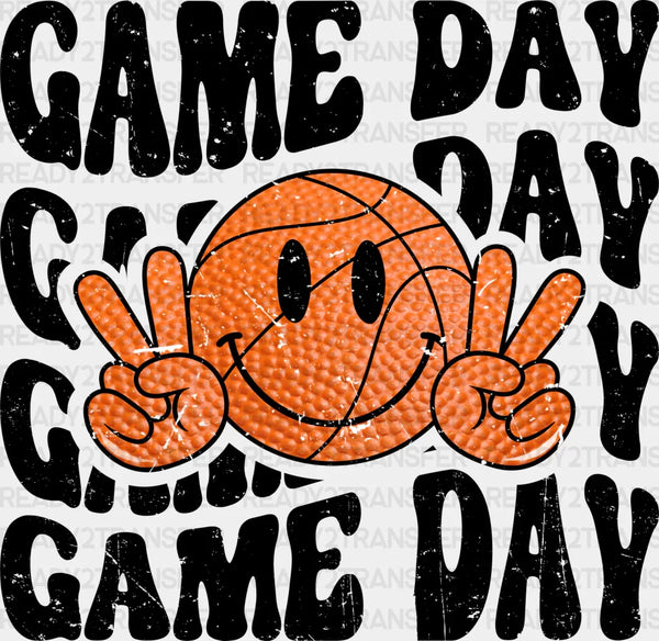 Smiley Peace Sign Game Day Design - Basketball DTF Heat Transfer