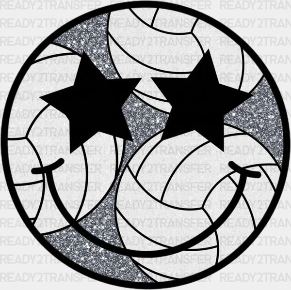 Smiley Star Eyes Design - Volleyball DTF Heat Transfer