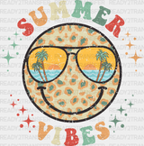 Smiley Summer Vibes Dtf Transfer Adult Unisex - S & M (10’) / Black