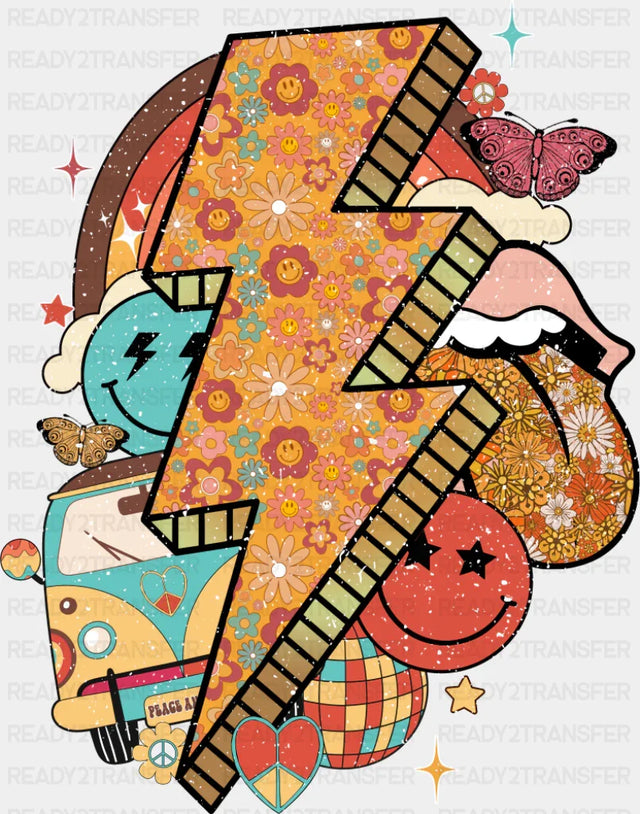 Smileys & Lightning Bolt - Good Vibes DTF Transfer