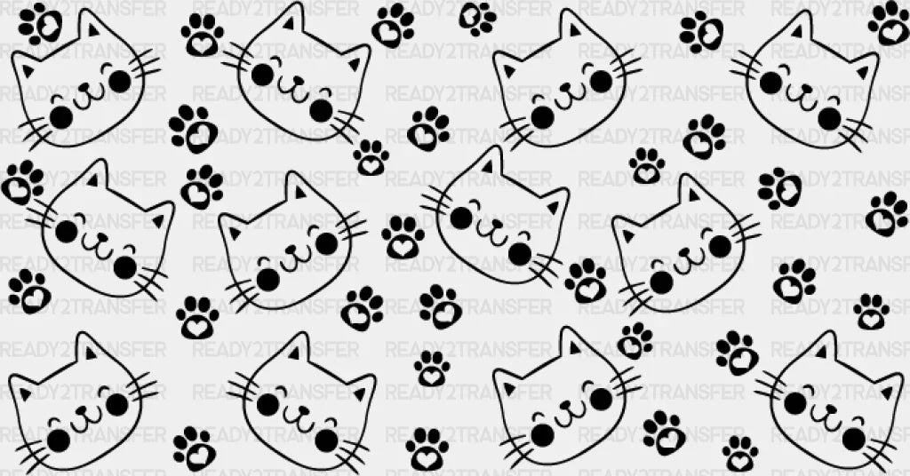 Smiling Cat Dark Design - Pets Cup Wrap Uv Sticker Permanent Dtf Decal