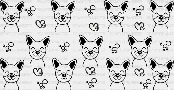 Smiling Dog Heart Design - Pets Cup Wrap UV Sticker Permanent UV DTF Decal