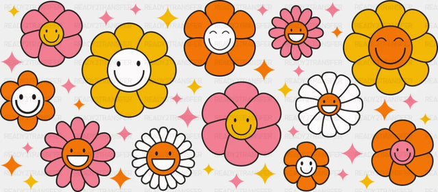 Smiling Flowers - General Cup Wrap UV Sticker Permanent UV DTF Decal