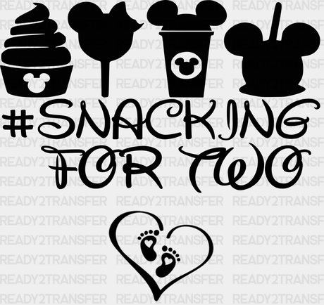 Snacking For Two Disney Dtf Transfer Adult Unisex - S & M (10’) / Black