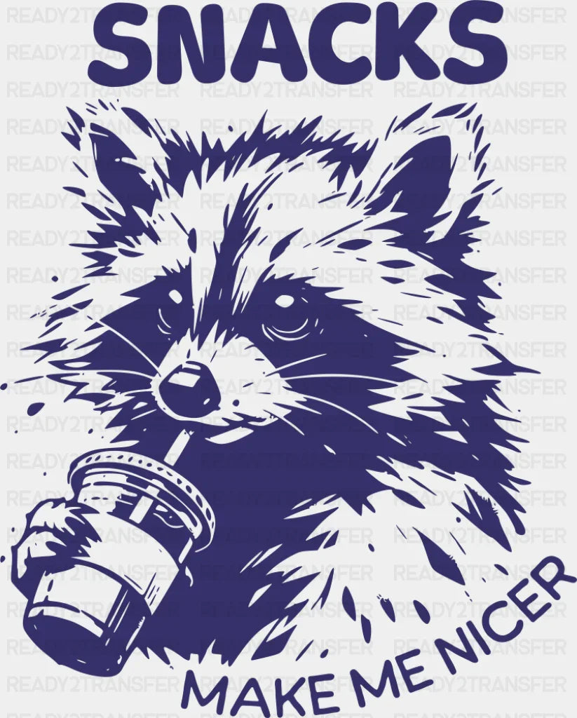 Snacks Make Me Nicer - Funny DTF Transfer Adult Unisex - S & M (10’’) / Blue Color Design (See Imaging)