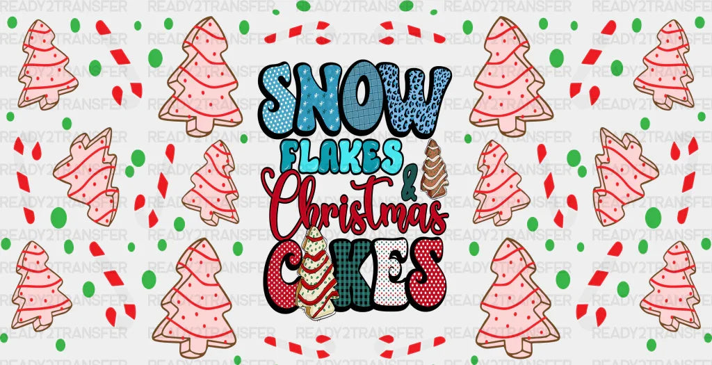 Snowflakes And Christmas Cakes - Cup Wrap Uv Sticker Permanent Dtf Decal