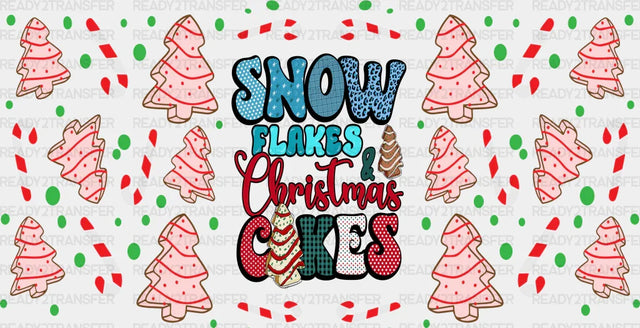 Snowflakes And Christmas Cakes - Cup Wrap Uv Sticker Permanent Dtf Decal