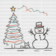 Snowman And Cat - Christmas Dtf Transfer Adult Unisex S & M (10’’) / Dark Color Design (See Imaging)