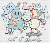 Snowman And Tree Design - Winter Iron On DTF Transfer ready2transfer