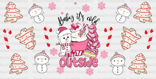 Snowman It’s Cold Outside - Christmas Cup Wrap Uv Sticker Permanent Dtf Decal
