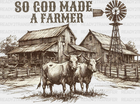 So God Made A Farmer - Dtf Transfer Adult Unisex S & M (10’’) / Dark Color Design (See Imaging)