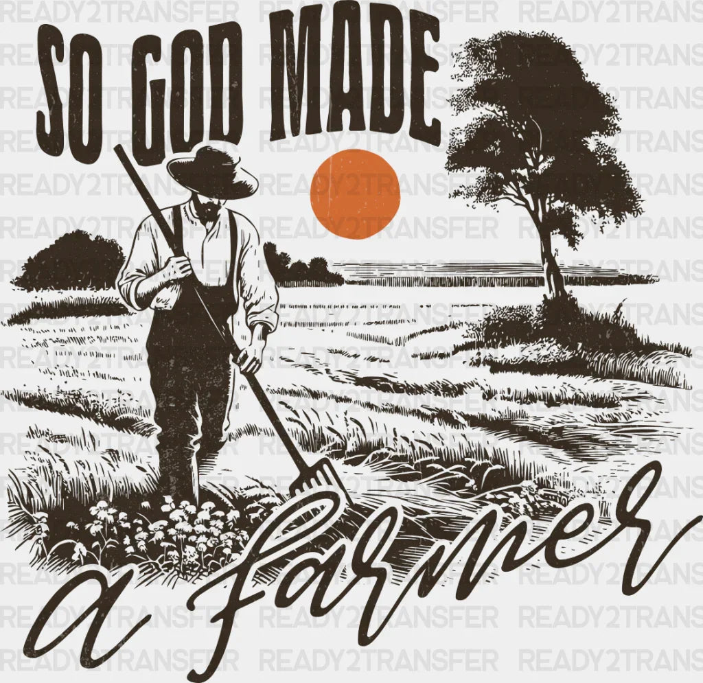 So God Made A Farmer Vintage - Dtf Transfer Adult Unisex S & M (10’’) / Dark Color Design (See