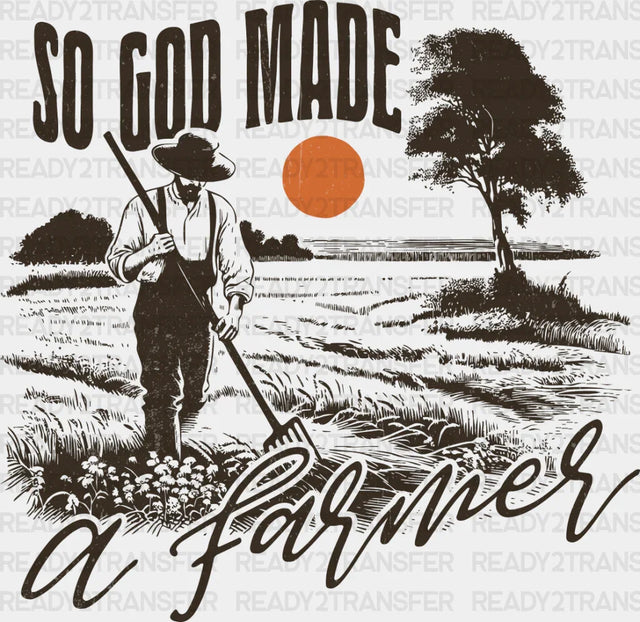 So God Made A Farmer Vintage - Dtf Transfer Adult Unisex S & M (10’’) / Dark Color Design (See