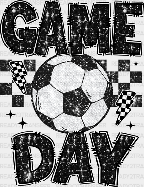 Soccer Ball Game Day Design - Dtf Heat Transfer Adult Unisex S & M (10’’) / Black