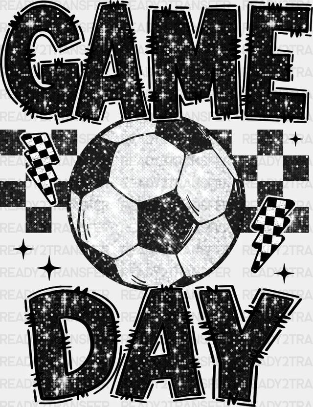 Soccer Ball Game Day Design - Dtf Heat Transfer Adult Unisex S & M (10’’) / Black