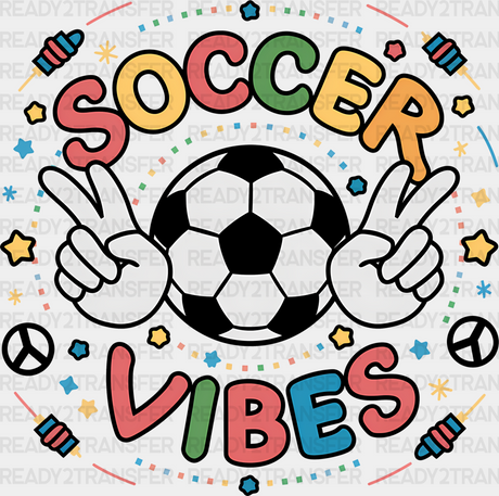 Soccer Vibes Peace Sign Ball Design - Dtf Heat Transfer