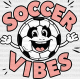 Soccer Vibes Smiley Ball Design - Dtf Heat Transfer