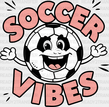 Soccer Vibes Smiley Ball Design - Dtf Heat Transfer