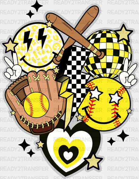 Softball Doodles Design - Dtf Heat Transfer